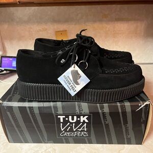 T.U.K Black Suede Viva Creeper Loafers